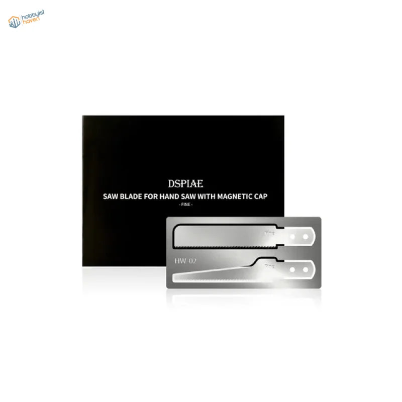 Aluminum hand saw with silver dspiae blades and magnetic caps for scale modeling tools