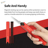 Red and black aluminum hand saw with magnetic locking cap for scale modeling tools