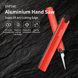 Red aluminum hand saw with black magnetic cap for scale modeling tools