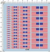 Sheet of American flags decals in red, white, and blue