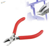 Red-handled angled head side cutter pliers by Lustre for scale modeling tools