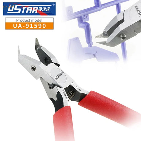 Red-handled angled head Ustar UA-91590 pliers for scale modeling tools