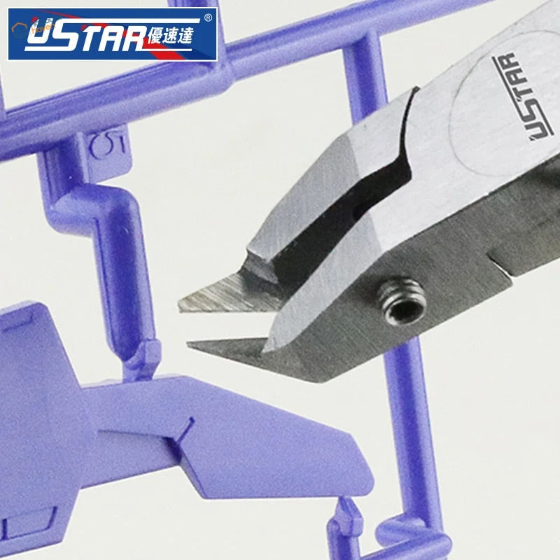 Silver Ustar angled head side cutter gripping purple model kit frame