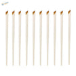Ten angled liner brushes with white handles and slanted golden-brown bristles