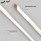 Angled liner brush with white birch handle, aluminum pipe, wooden tip
