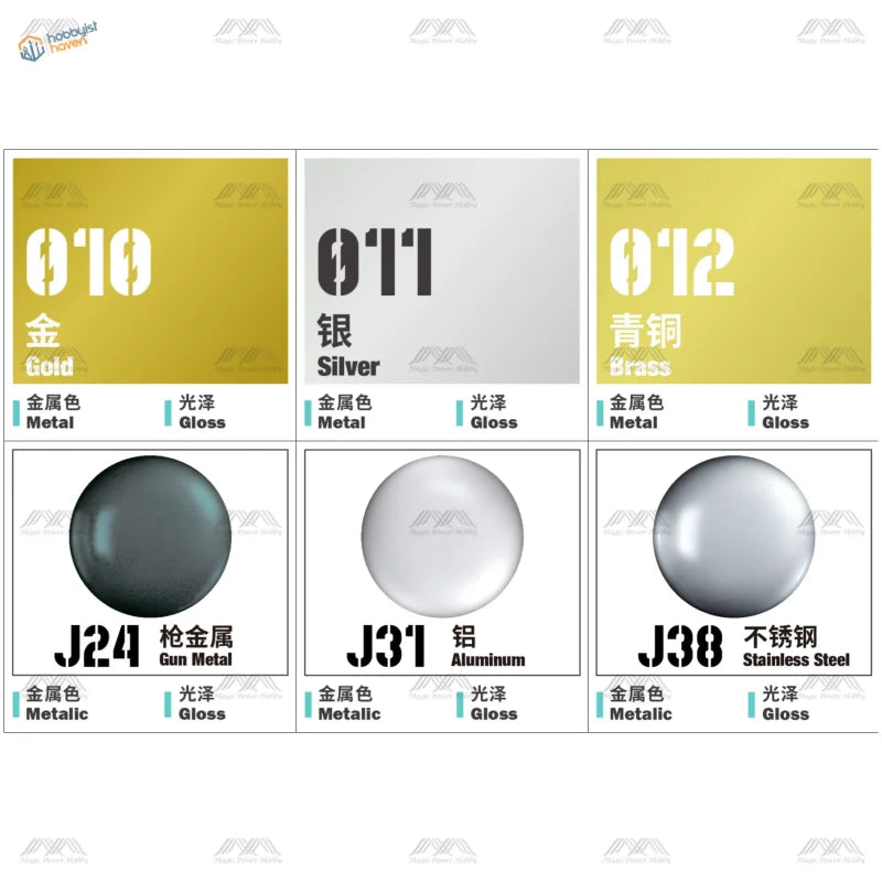 AquaQ 6 Colors Metallic Acrylic Paint Set