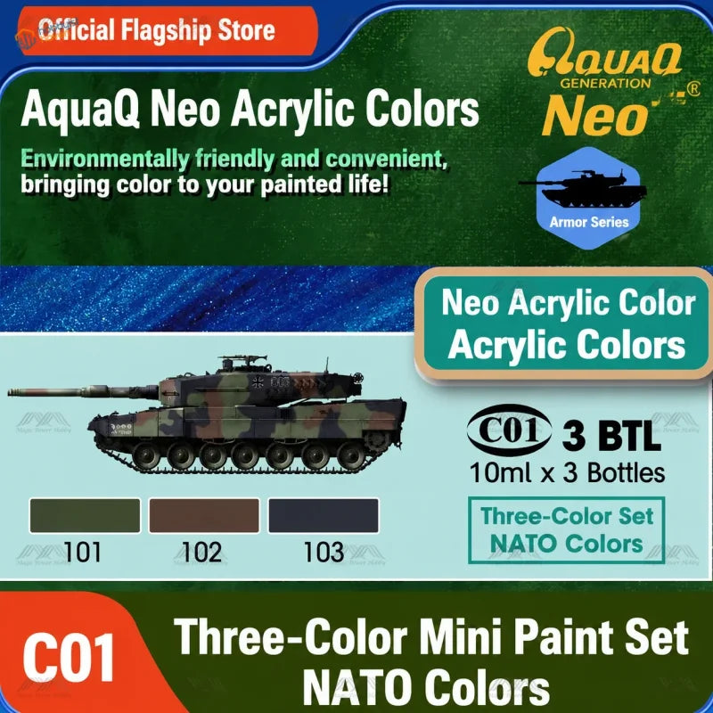 AquaQ NATO Tri-Color Paint Set (3x10ml)