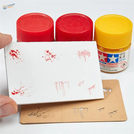 Tamiya 81509 yellow acrylic paint for assorted splashes effects stencil