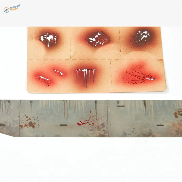 Assorted splashes effects stencil with realistic fake bloody wound decals