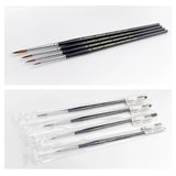 Premium sable brushes set of five with black handles and pointed bristles