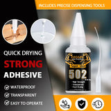 A white plastic bottle of loolifl super glue 502 with pointed nozzle containing transparent adhesive for scale modeling tools