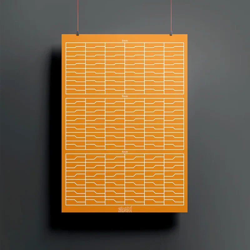 High-precision pre-cut scribing tape with orange poster, white panel lines grid