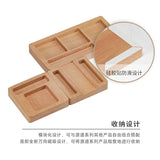 Wooden glue holder with light brown modular trays, magnetic base, silicone feet