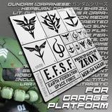 Gundam Zaku garage stencil with E.F.S.F. and Principality of Zeon logos