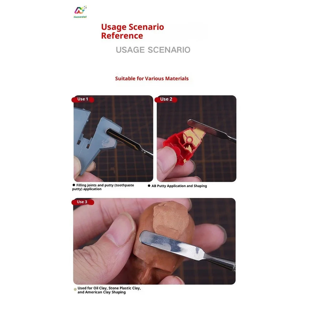Carving tools used on putty, filler and clay for modeling