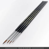 Premium sable brushes set of four black-handled nigri works with fine brown bristles