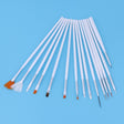 Set of 15 special shape brushes with white handles and assorted bristle colors