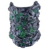 A rugged black and green resin mountain rock tunnel centerpiece with textured surface for model railway scenery