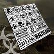 Zombie contamination stencil sheet for scale modeling tools