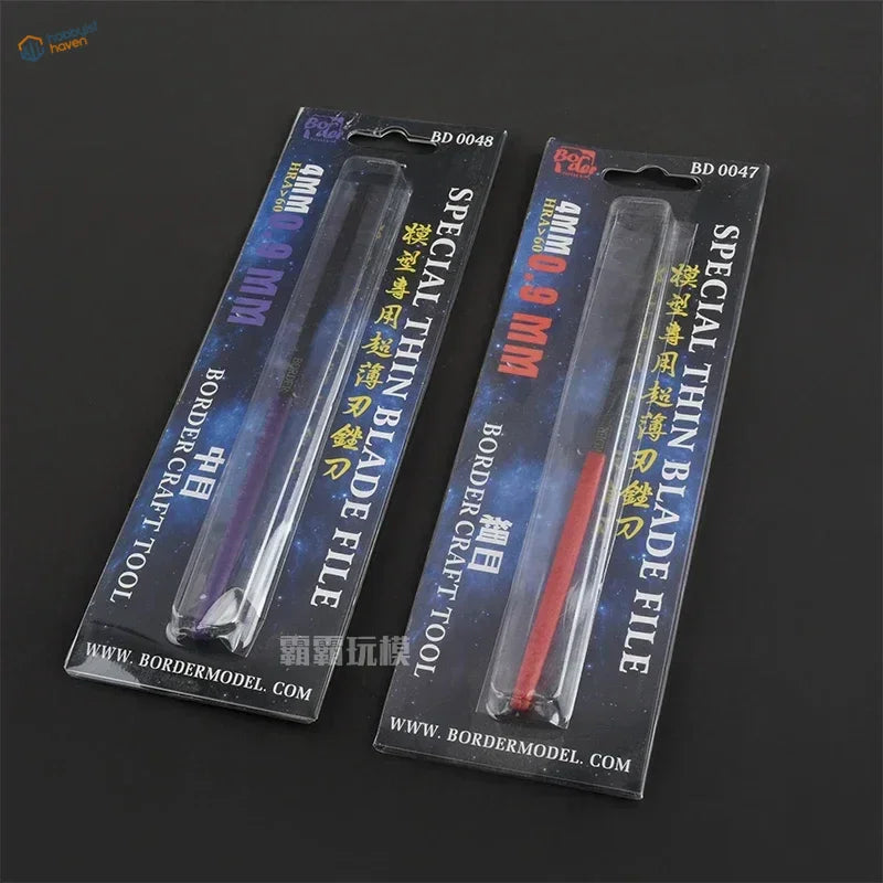 Border Model ultra-thin modeling file with purple and red thin blade files in sleeves