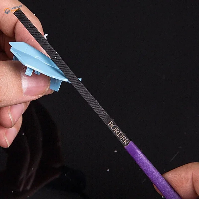 Purple-handled Border Model ultra-thin modeling file sanding light blue plastic component