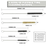 Professional airbrush cleaning kit: 4 flexible tube brushes with stainless steel handles