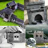 Gray plastic miniature bricks for diorama scenery featuring 200pcs model building tools for chinese-style buildings and great wall