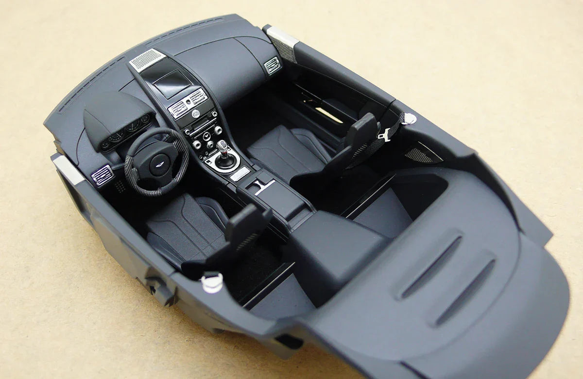 Black Lamborghini Gallardo Spyder diecast interior with car interior flocking decals