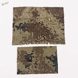 Camouflage netting fabric in brown and black mesh design made of flexible cloth for train layouts and scale dioramas