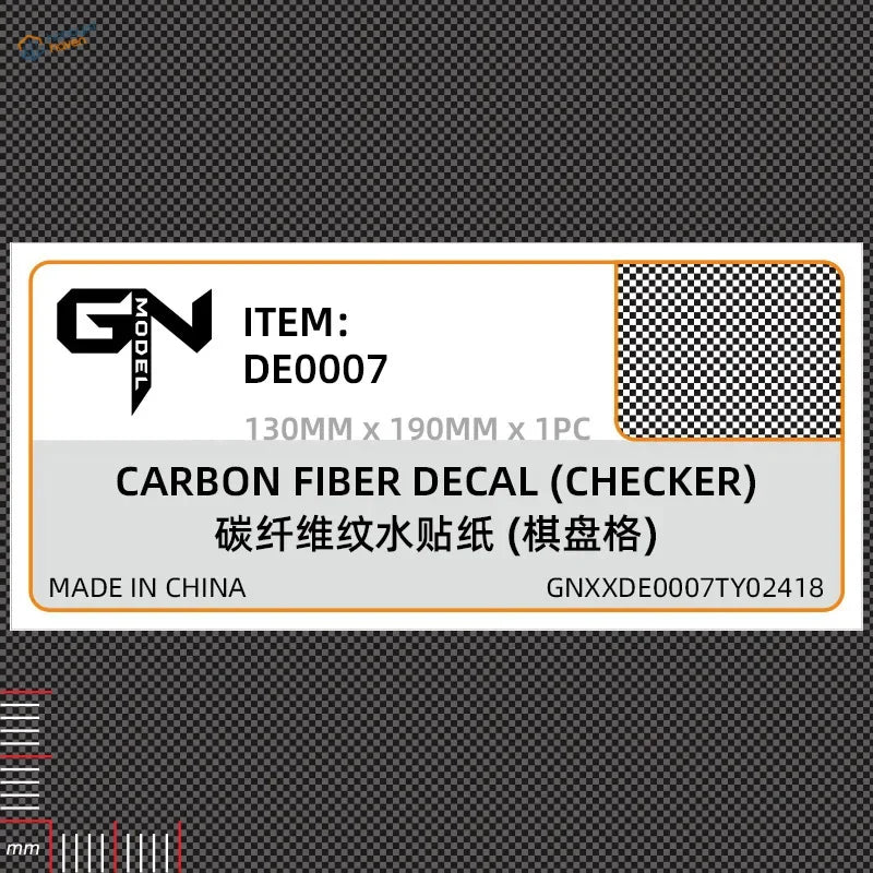 Carbon fiber simulating checkerboard decal in black white grid