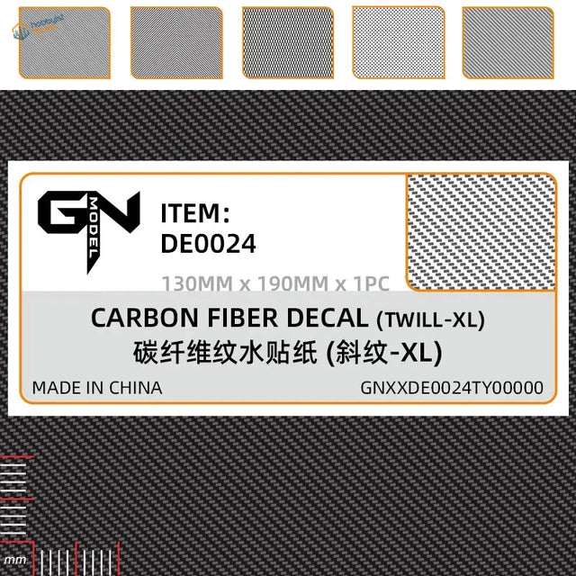 Black carbon fiber simulating decal with diagonal twill texture de0024