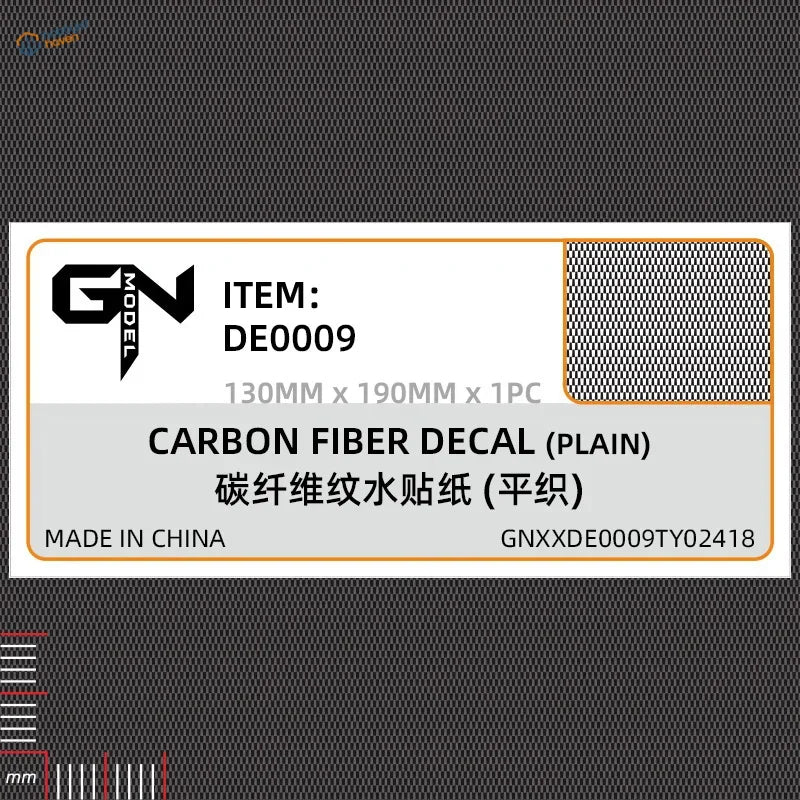 Black carbon fiber simulating decal de0009 by GN Model, woven texture