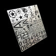 1/35 stencil sheet for WW2/modern US AFVs with silver metal designs for scale modeling armored vehicles