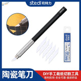 Stedi black-handled ceramic blade cutting knife with silver grip
