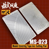 Silver metallic arc cutting pad with grid for scale modeling tools