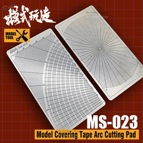 Silver metallic arc cutting pad with grid for scale modeling tools