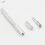 Silver colorful aluminum knife with textured grip, threaded end, cap and screw