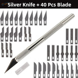 Colorful aluminum knife sets with silver craft knife and 40 blades