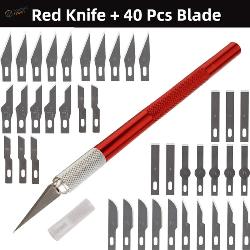 Red-handled colorful aluminum knife from modeling cutting knife sets
