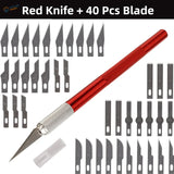 Red-handled colorful aluminum knife from modeling cutting knife sets