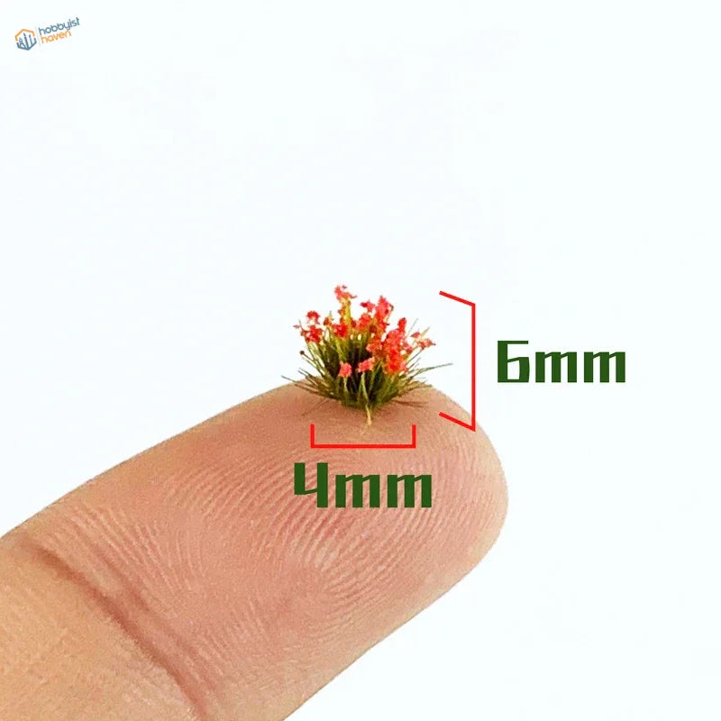 Tiny red and green colorful grass patches, 6mm wide and 4mm tall