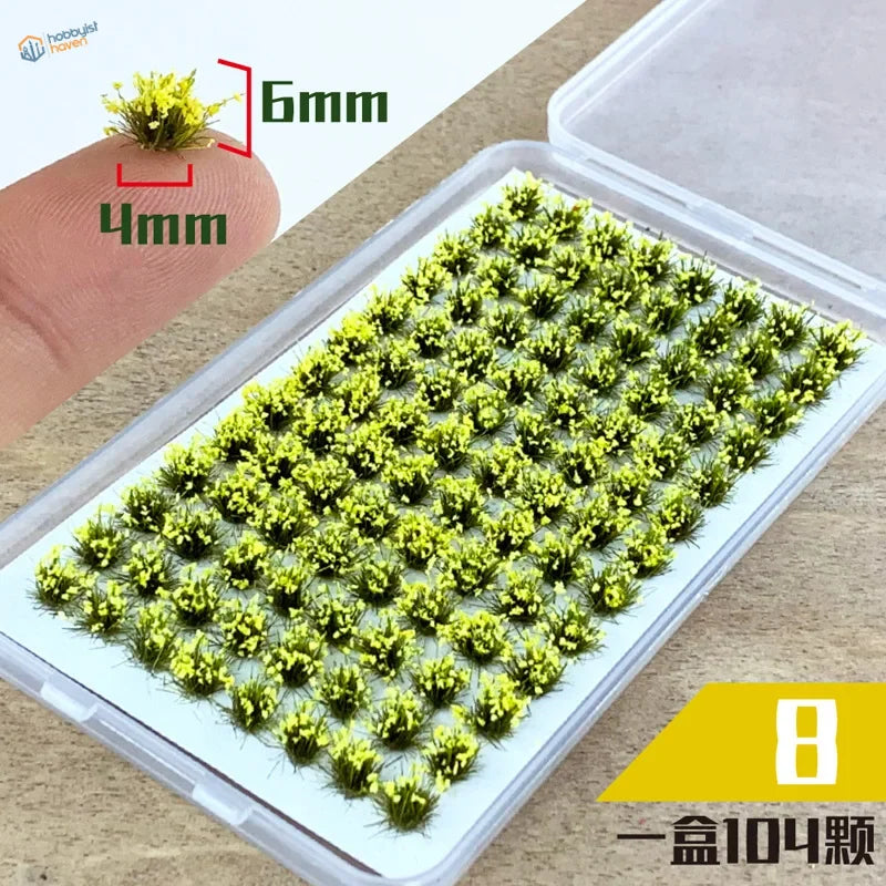 Pack of 104 colorful grass patches, 6mm wide 4mm high tufts