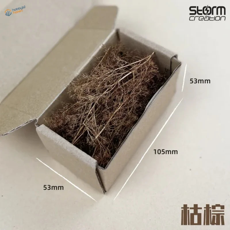 Brown fibrous roots of colorful shrubs for diorama in gray box