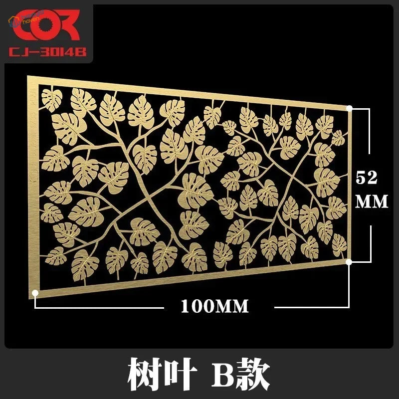 Cormake 1/35 PE plant leaves: 100mm x 52mm gold metal screen with leaf pattern