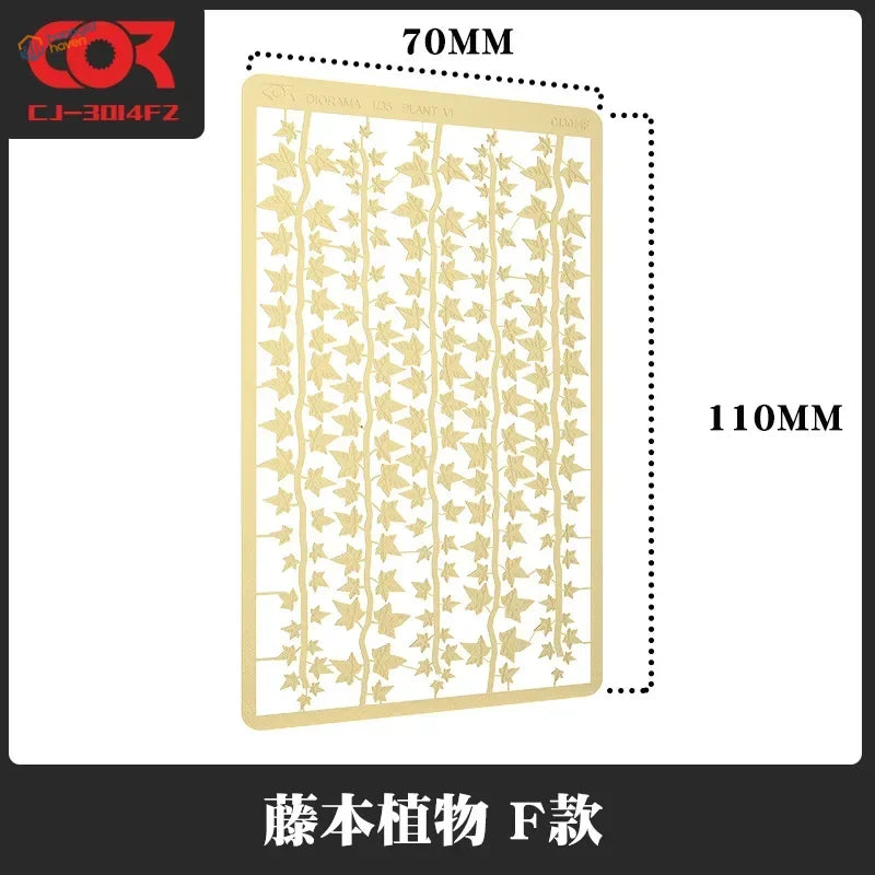 Gold Cormake 1/35 PE plant leaves stencil with ivy vines pattern