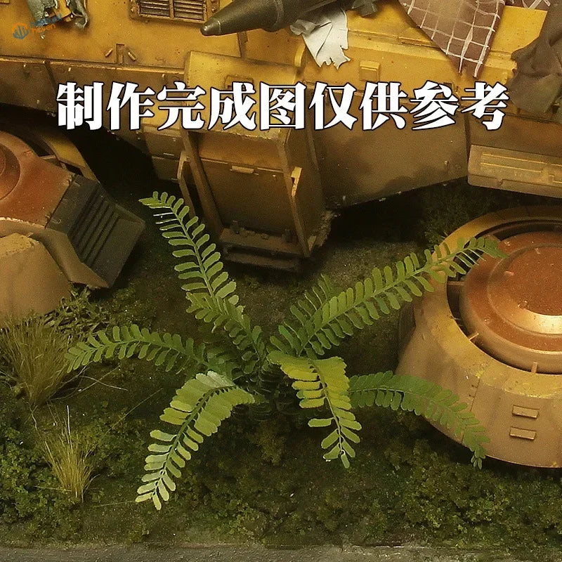 Cormake 1/35 PE plant leaves: green fern with detailed fronds in diorama