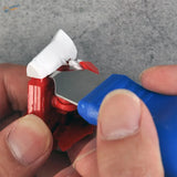 Cormake parts separator: red white toy robot arm on blue tool