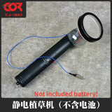 Cormake static grass applicator with black handheld sprayer and blue wire