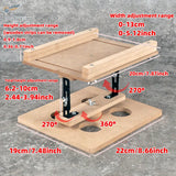 Adjustable wooden workbench with black metal brackets and screws for precise height adjustment in cormake clamp kit