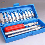 Blue craft knife set with 13 blades in precision hobby tool case